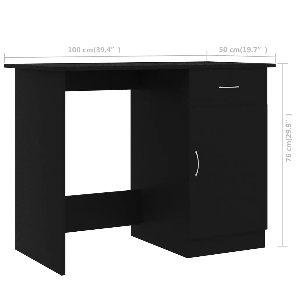 Scrivania | Tavolo da Ufficio Nera 100x50x76 cm in Legno Multistrato