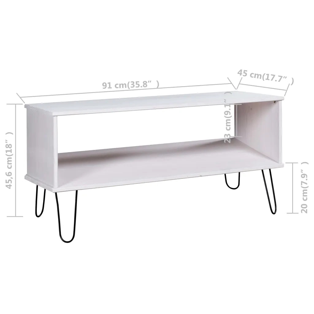 Tavolino da Salotto New York Bianco in Legno Massello di Pino 321149
