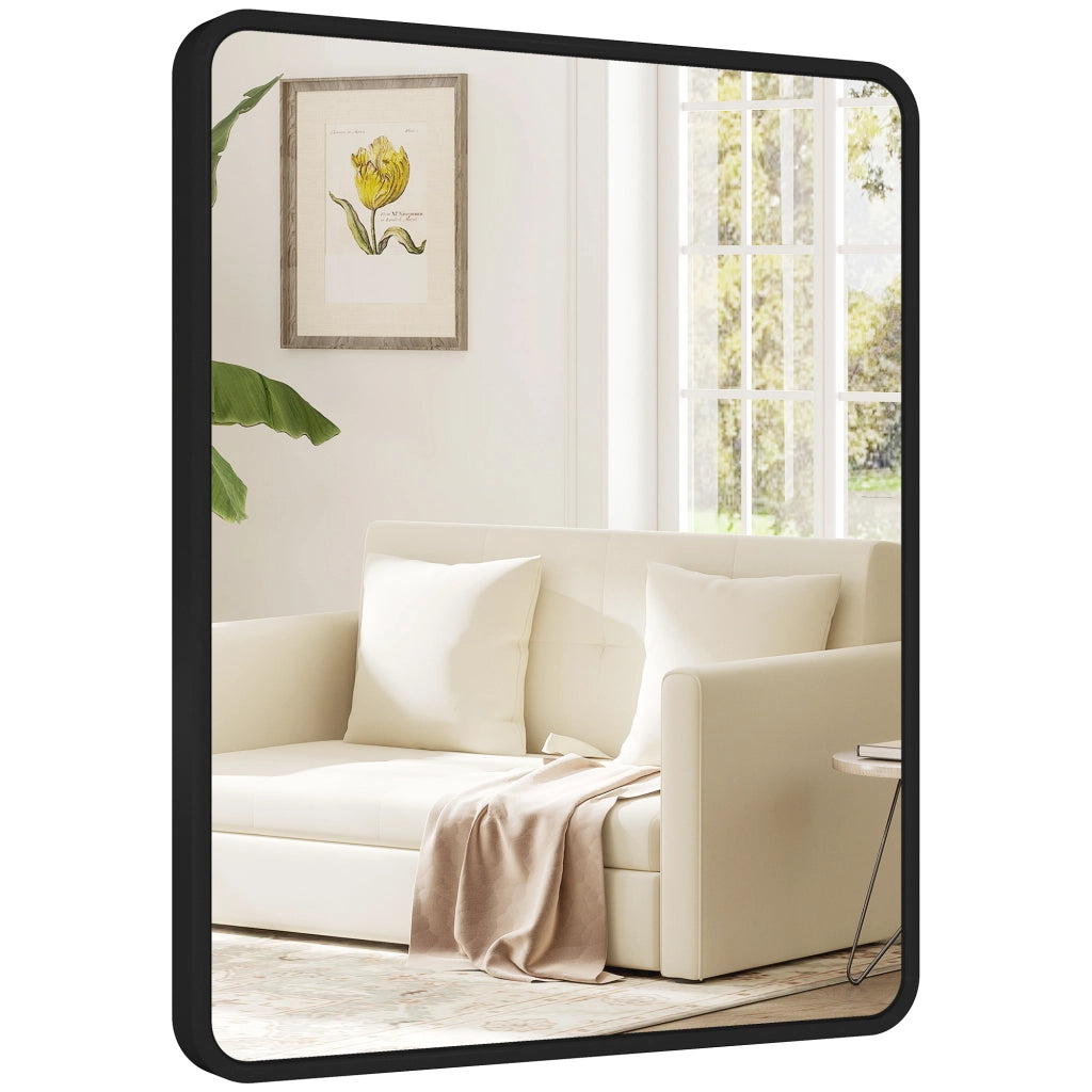 Specchio da parete rettangolare con cornice in metallo ¨C zephmum ¨C nero 50x40 cm