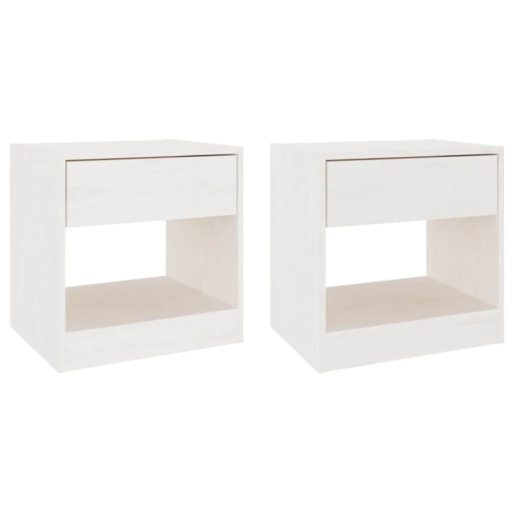 Comodini 2 pz Bianchi 40x31x40 cm in Legno Massello di Pino cod mxl 30877