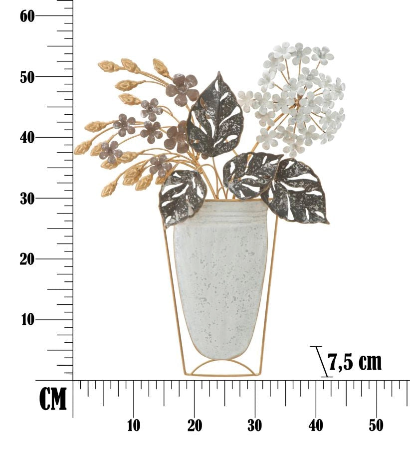 Pannello Vase 45,5x7,5x53 cm in Ferro Multicolor