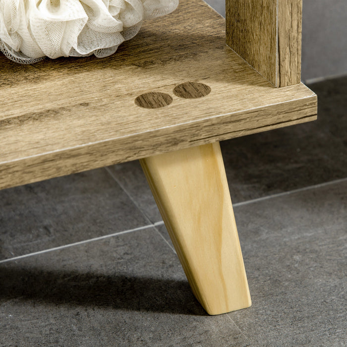 Mobile Bagno 1 Anta 1 Cassetto 50x30x89 cm in Truciolare e Legno di Pino Bianco