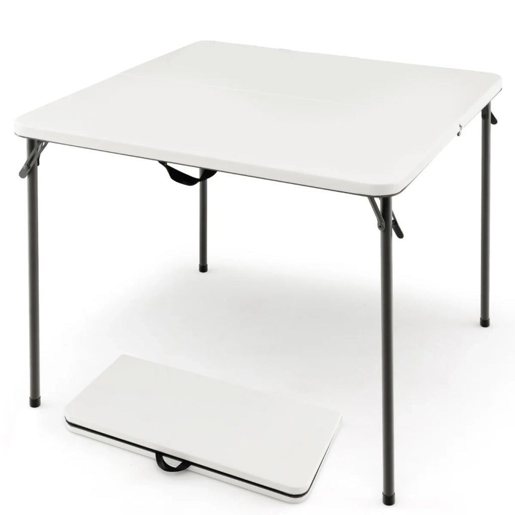 Tavolo da campeggio pieghevole 86 x 86 x 73 cm leggero resistente alle intemperie stile moderno HDPE bianco 20_0013916