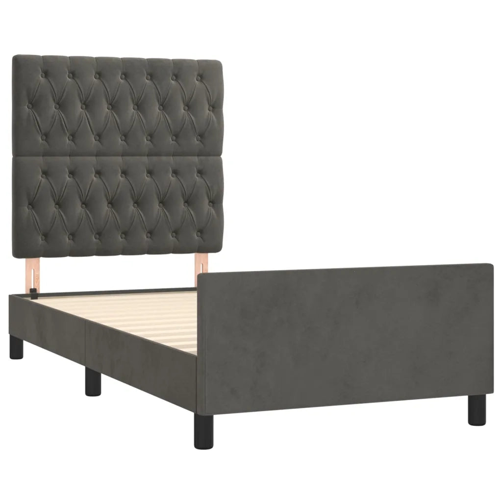 Giroletto senza Materasso Grigio Scuro 90x190 cm Velluto