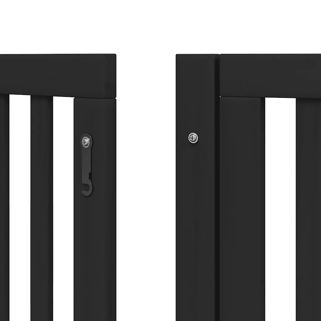 Cancello per Cani Porta Pieghevole Nero 9 Pannelli 450cm Pioppo CFW4095870