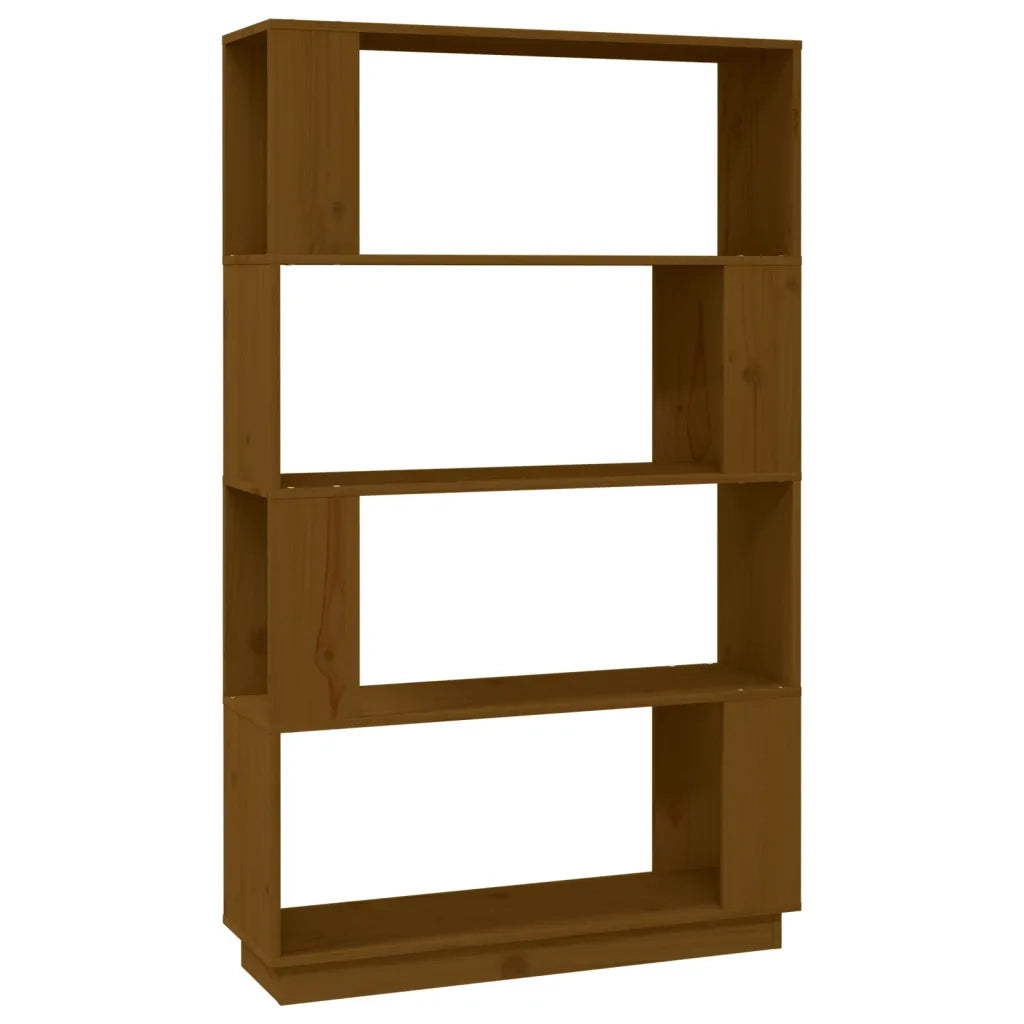 Libreria Divisorio-Scaffale per Libri-Mobile di Stoccaggio Ambrato 80x25x132 cm Legno Massello di Pino