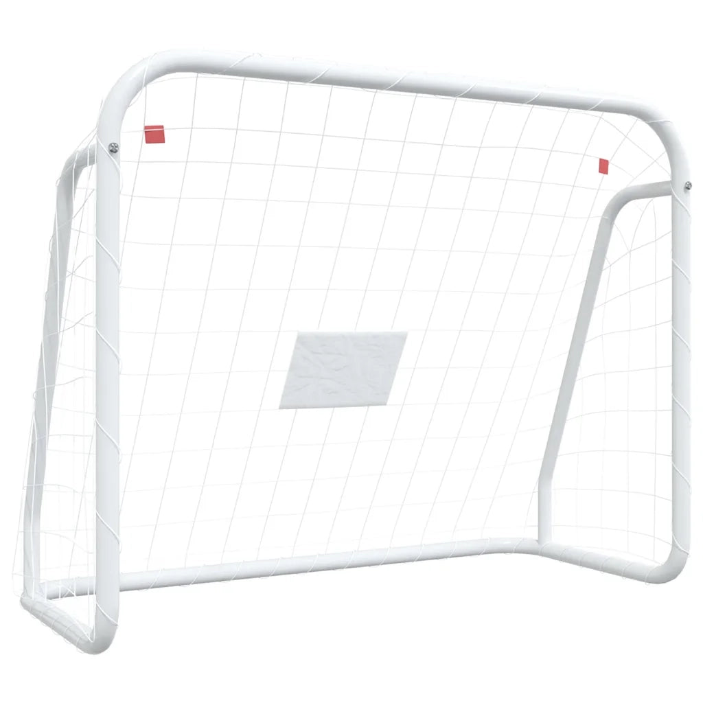 Porta da Calcio con Rete Bianca 125x96x60 cm Acciaio Poliestere CFW9469044