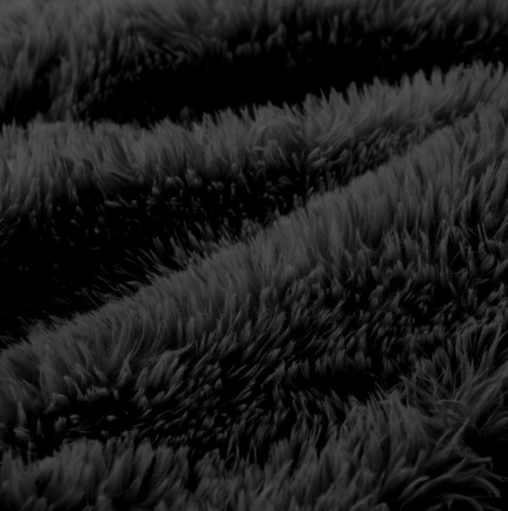 Divano modulare angolare a L 2 posti in tessuto peluche; 204x179x73 cm; nero