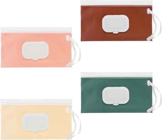 Set di 4 sacchetti umidificabili riutilizzabili per bambini - Dispensatore riutilizzabile riempibile per viaggi, esterni e campeggio