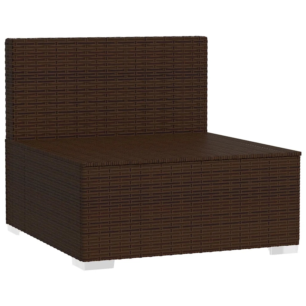 Divano Centrale da Giardino con Cuscini in Polyrattan Marrone cod mxl 70750