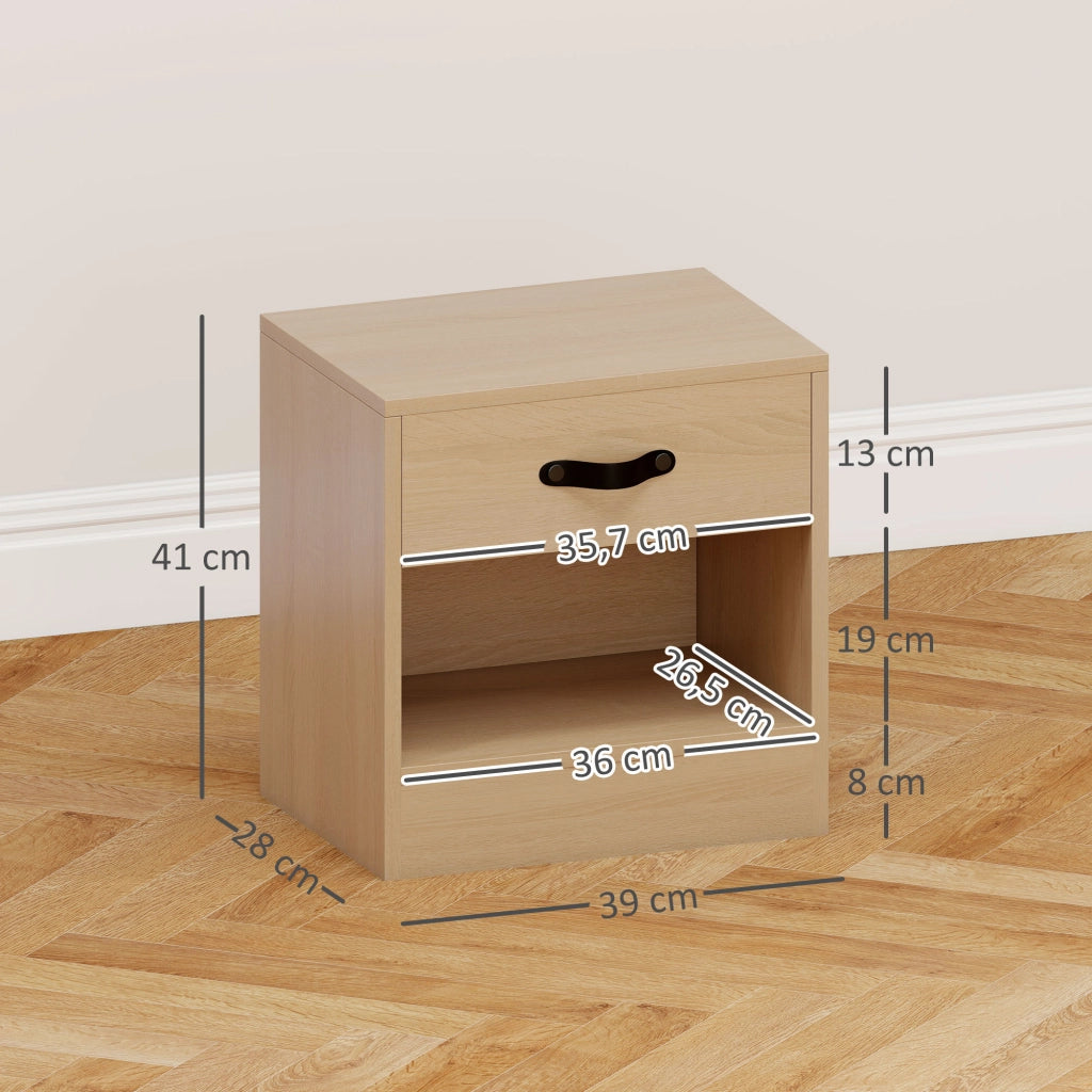 Tavolini da salotto con cassetto e scaffale ¨C Minimal ¨C 39x28x41 cm naturale