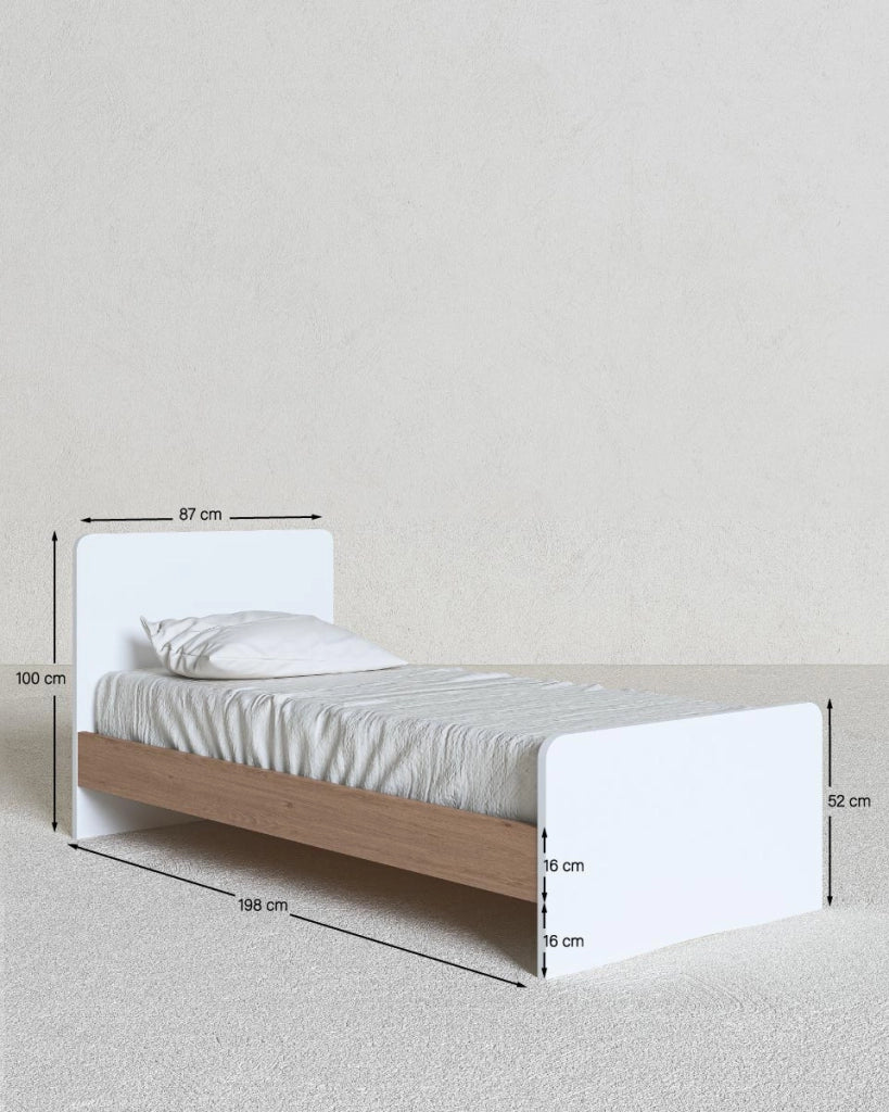 Letto easy con fascioni e pediera - Letto singolo 87 x 197 - Testiera e pediera Bianco, fascioni virginia - Rete e materasso esclusi_