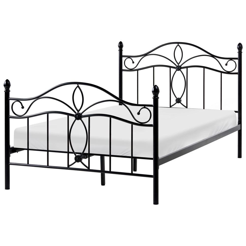 Letto Nero Doppia Dimensione 120 x 200 cm Metallo stile Vintage
