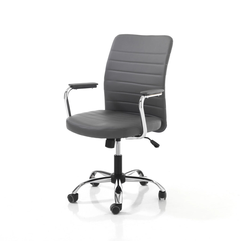Poltrona da ufficio in pelle sintetica grigia cm H.92/102xL.56xP.66