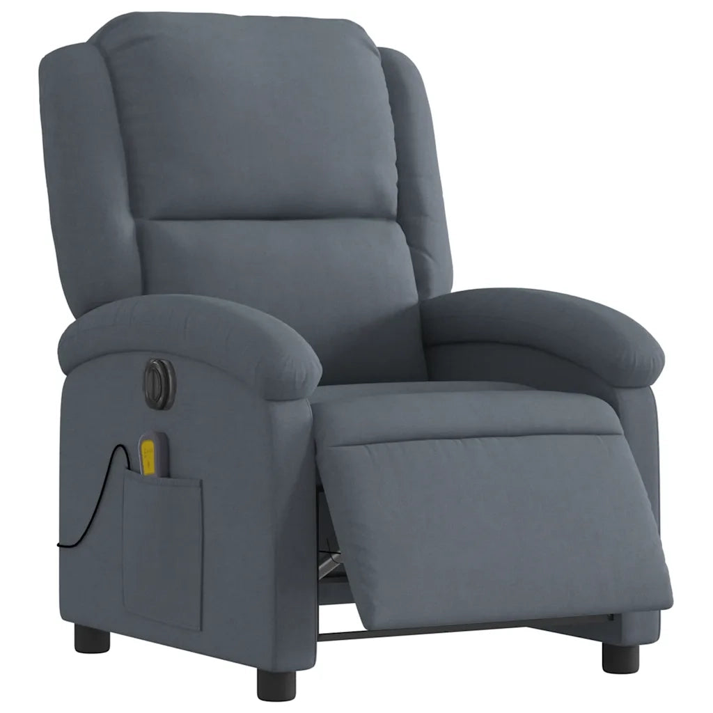 Divano Sedia-Poltrona Massaggiante Reclinante Elettrica Grigio Scuro Velluto 279529