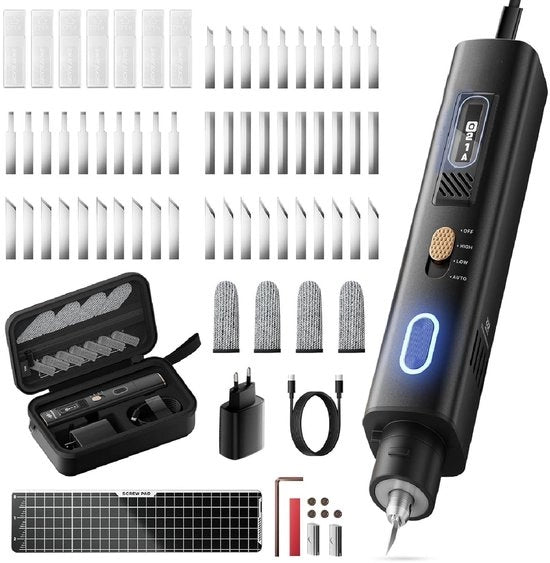 Snodo Ultrasuono per Modelli 3D - Manuale per Corte 40KHz - Set di Lame di Ricambio 50 pezzi - Materie plastiche/legno/resine/PVC/cuoio - Schermo OLED - Funzione di Protezione contro Surroscaldamento - Strumento di Corte