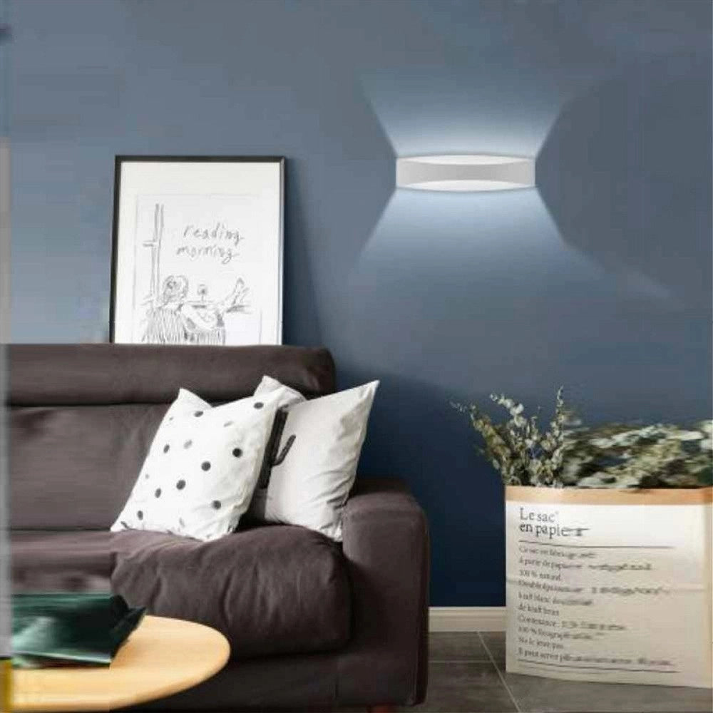 Trade Shop - Applique Led Da Muro 12w Up & Down In Alluminio Bianco 3 Temperature Luce E59-b3c -