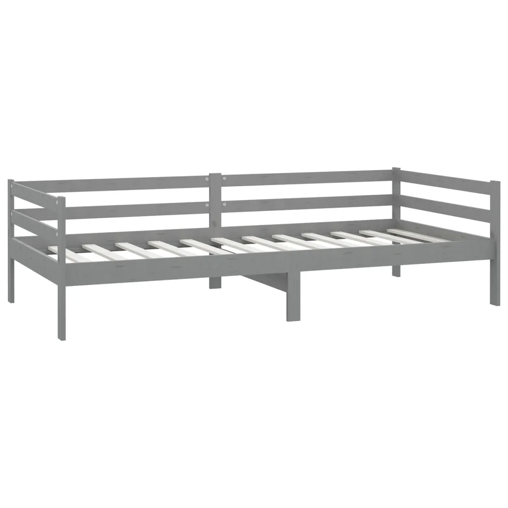 Divano Letto con Materasso 90x200 cm Grigio in Legno di Pino 3083556