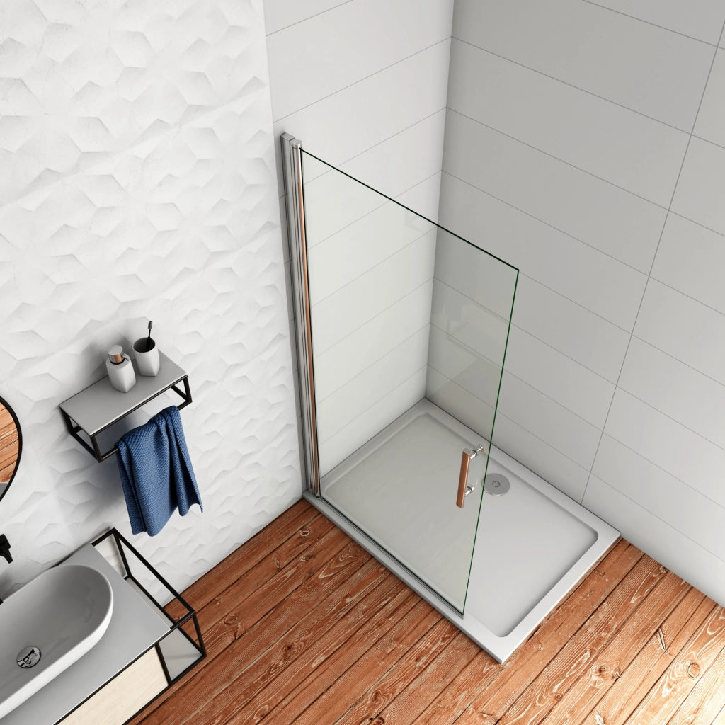 WALK IN Parete Doccia Movibile Pivotante 65x187 cm in Vetro 6 mm Trasparente Temperato Anticalcare Telaio Cromato Lucido