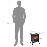 Camino Elettrico da Terra con 2 Livelli di Potenza 750/1500 W, Effetto Fiamma, Area di Copertura 15-20 m², Nero