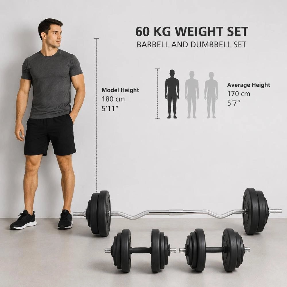 Barbell And Dumbbell With 60 Kg Weights