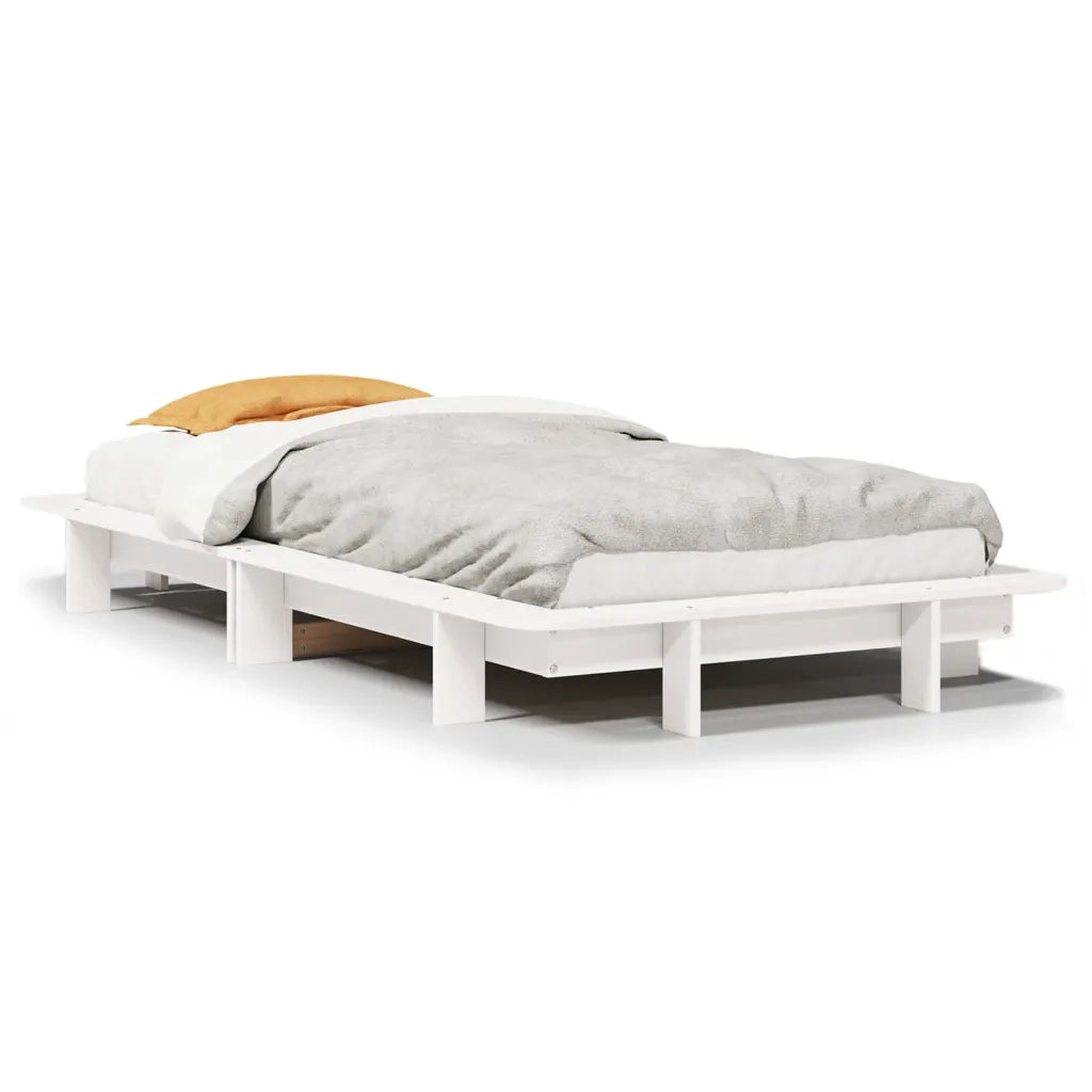 Letto senza Materasso Bianco 75x190 in Legno Massello di Pino 850684