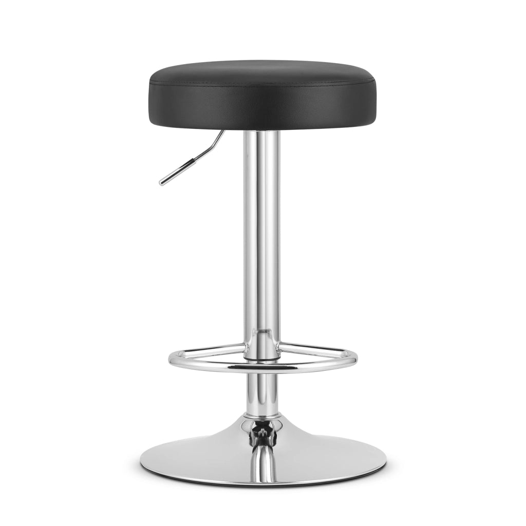 Sgabello girevole VALORA ROJST - Ecopelle nera / Base cromata
