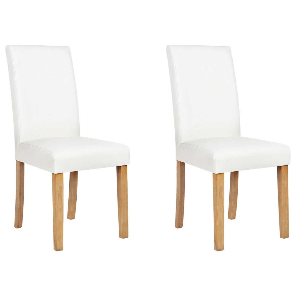 Set di 2 sedie da pranzo bianche con gambe in legno ecopelle moderne