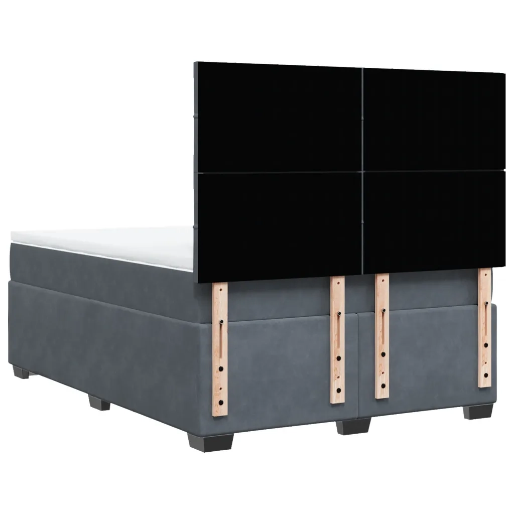 Giroletto a Molle con Materasso Grigio Scuro 140x190 cm Velluto
