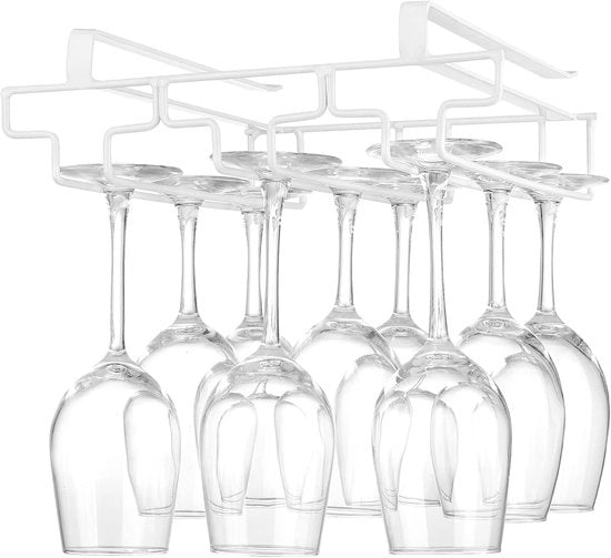 Sostegno per bicchieri sotto il mobile - Supporto per bicchieri di vino - Bianco - Metallo