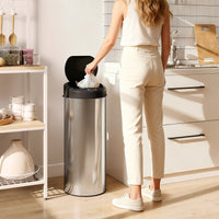 Pattumiera 32x30x72.5 cm Capacità da 55L con Sensore per Apertura Automatica e Chiusura Ammortizzata Argento