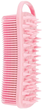 Scrubber per il corpo in silicone, 2-in-1 spazzola per corpo, capelli e massaggio capelluto, rosa