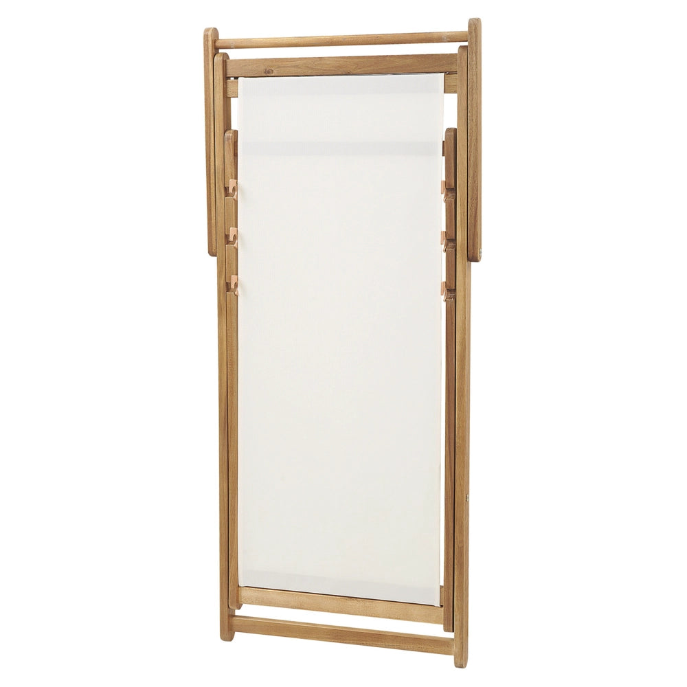 Set di 2 sedie a sdraio da giardino con struttura in legno di acacia chiaro con motivo floreale in tessuto amaca sedile reclinabile