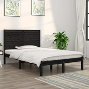 Giroletto-Struttura Letto Nero in Legno Massello 140x190 cm 900413