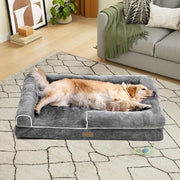Cuscino per cani di dimensioni medie, copertura rimovibile e lavabile, letto per animali con bordi laterali pieni, morbido e accogliente, adatto a cani di grandi e extra grandi dimensioni, 89 x 63 x 18 cm, grigio (135 x 107 x 22 cm)