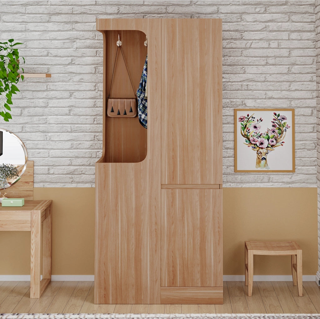 Armadio con anta singola e cassetti 70 x 40 x 170 cm in legno colore naturale