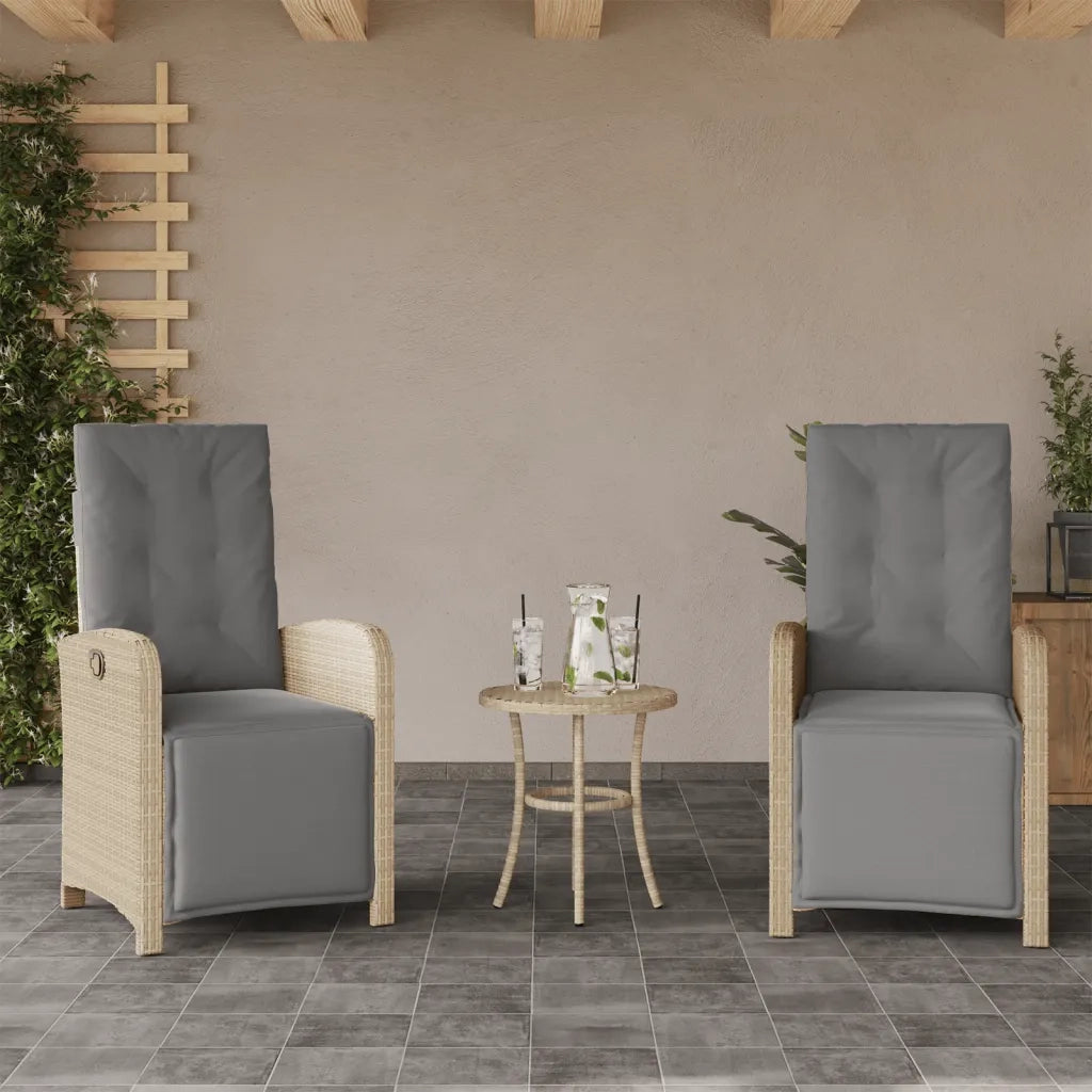 Set da Bistr¨° 3 pz | Set Salotto da Giardino con Cuscini Beige Misto in Polyrattan