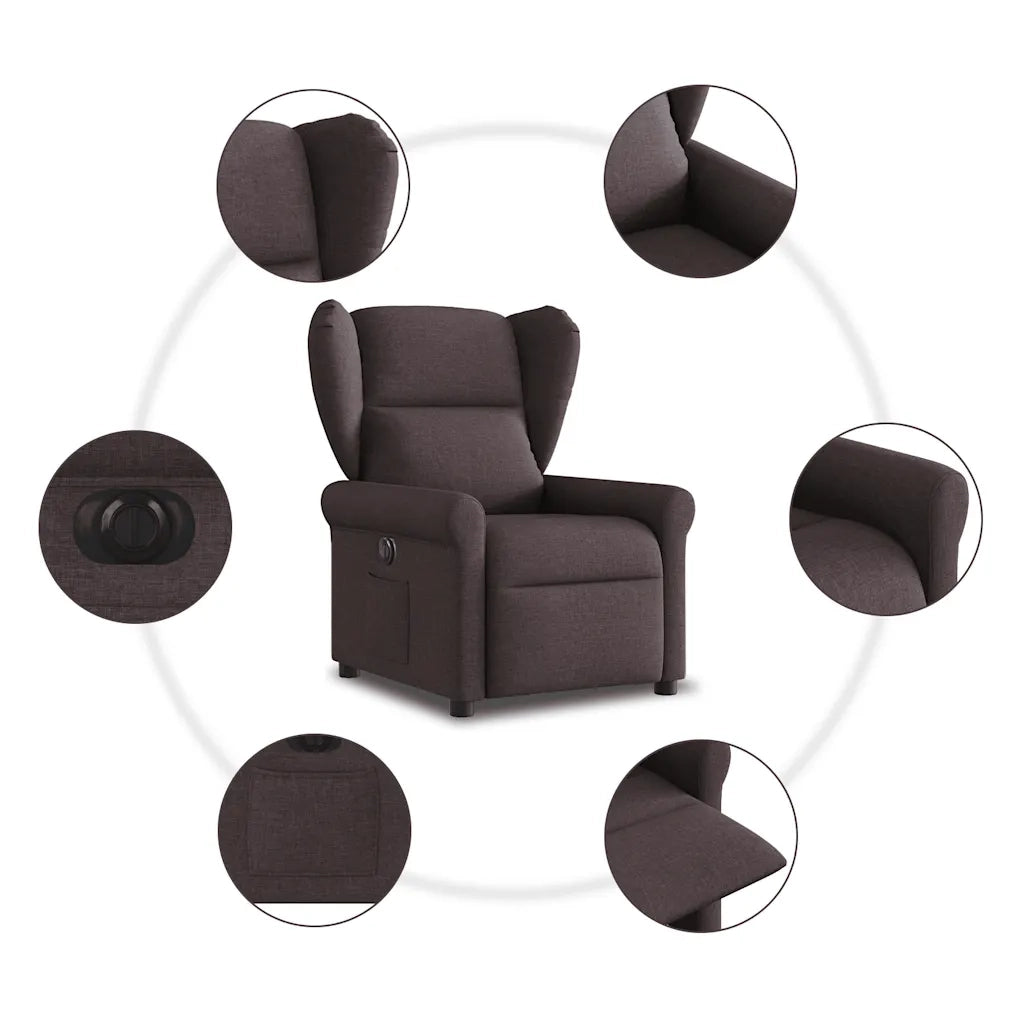 Poltrona Elettrica Reclinabile Marrone Scuro in Tessuto 3303359