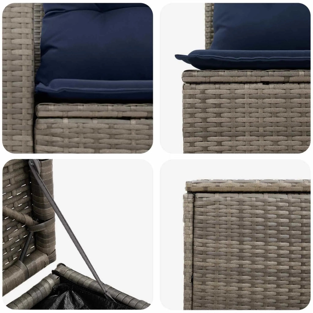 Set di divani 5 pz Grigio e Blu Navy Rattan sintetico e Acciaio 3447861
