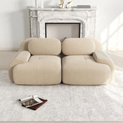 Divano loveseat 82" in velluto - Xylo - Modulare, braccioli curvi, imbottitura elastica, beige