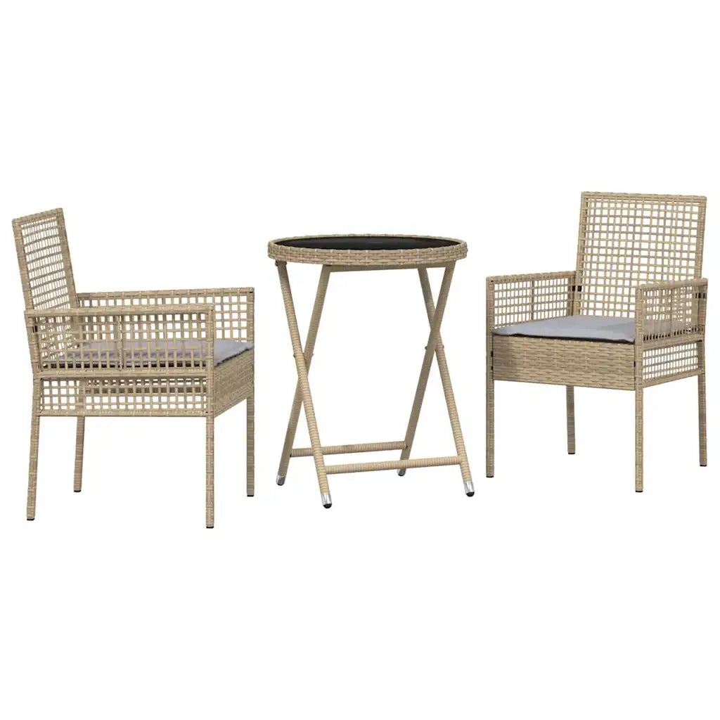 Set Bistro da Giardino 3 pz | Set Salotto da Giardino Beige polyrattan