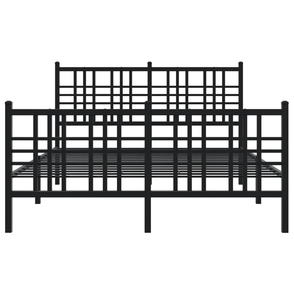 Giroletto con Testiera e Pediera Metallo Nero 140x190 cm