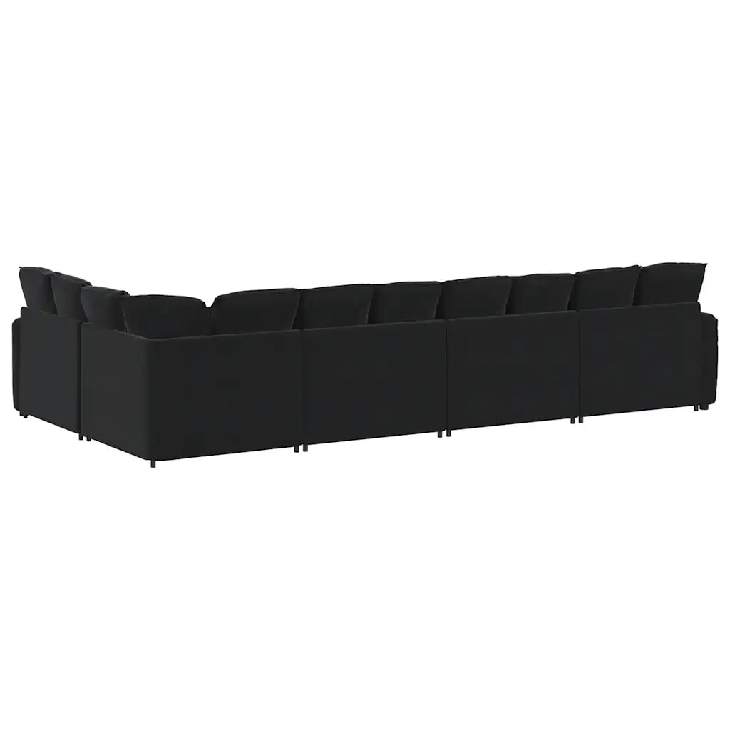 Divano Modulare con Cuscini in Velluto Nero 3321333