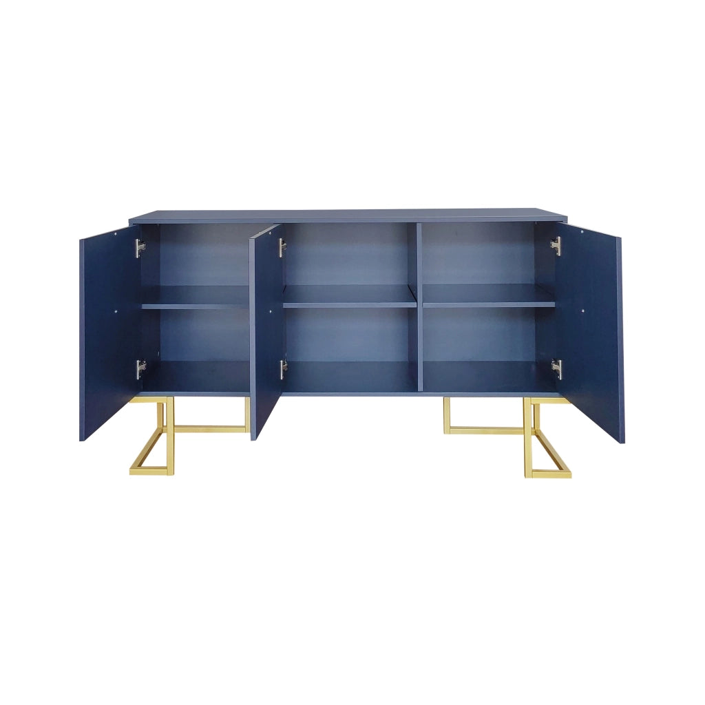Credenza 3 Ante con Ripiani Regolabili e Maniglie in Metallo ¨C MINIMAL ¨C Blu Navy