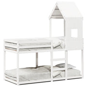 Letto singolo | Letto per adulti | Letto a Castello con Tetto Bianco 80x200 cm Legno Massello Pino