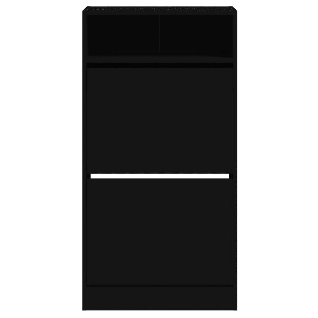 Scarpiera Nera 60x34x116 cm in Legno Multistrato 840016