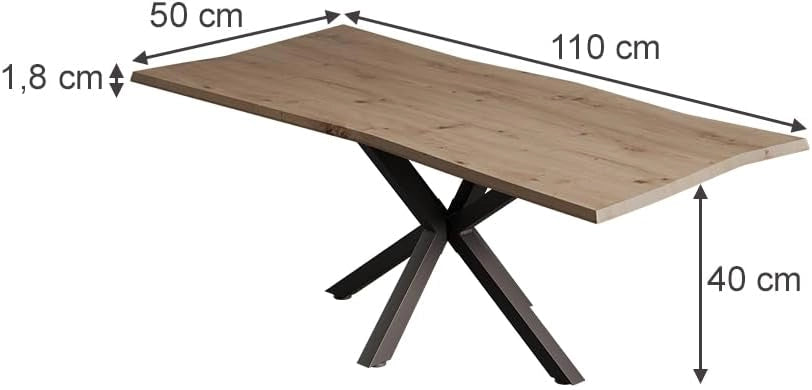 Tavolino da caffè Yan, Artigiano, 110 x 50 cm, con ripiano e struttura stabile