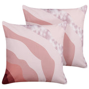 Set di 2 cuscini da giardino per esterni in poliestere con motivo astratto rosa 45 x 45 cm fodere resistenti all'acqua