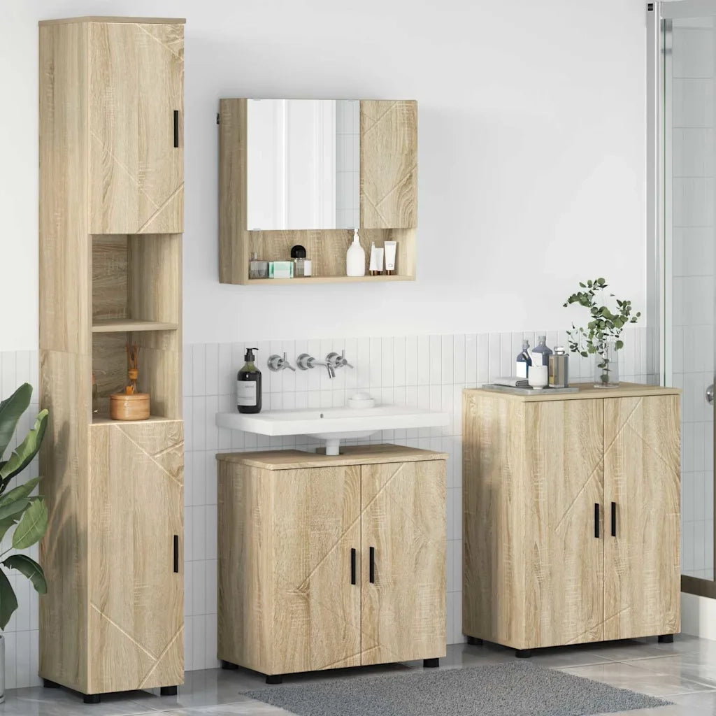 vidaXL Set di mobili per il bagno 4 pcs rovere sonoma 61 x 35 x 64 cm