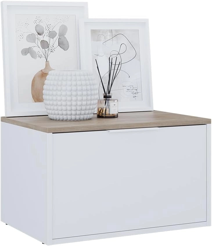 Credenza Betti, Bianco/Sonoma, 60 x 36 cm con porte